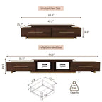 JVNOXK Meuble TV extensible 63,4-94,5 pour téléviseurs jusqu'à 100, console média moderne du milieu du siècle avec finition noyer, base en acier inoxydable pour salon