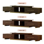 JVNOXK Meuble TV extensible 63,4-94,5 pour téléviseurs jusqu'à 100, console média moderne du milieu du siècle avec finition noyer, base en acier inoxydable pour salon