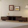 JVNOXK 63.4-94.5 Extendable TV Stand for TVs up to 100, Mid-Century Modern Media Console with Walnut Finish, Stainless Steel Base for Living Room