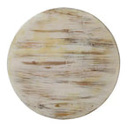 Table Basse Royal Hampton Alina, Bois de Mangue Sculpté à la Main, Motif Floral Découpé, Finition Blanc Vieilli, 33 Pouces