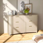 Commode en bois à 6 tiroirs, solution de rangement moderne pour les chambres, les salons et les couloirs, offrant une grande capacité et une élégante finition en bois naturel