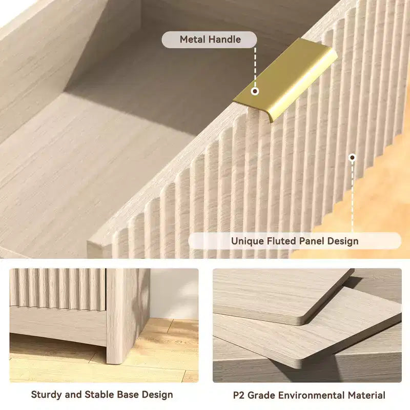 Commode en bois à 6 tiroirs, solution de rangement moderne pour les chambres, les salons et les couloirs, offrant une grande capacité et une élégante finition en bois naturel