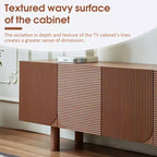 JVNOXK Meuble TV/Média filetée moderne de style Mid-Century de 70,9 pouces, convient aux téléviseurs jusqu'à 80 pouces, avec panneaux de porte encastrés et 4 armoires de rangement, Noyer