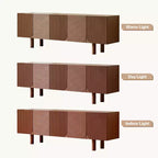 JVNOXK Meuble TV/Média filetée moderne de style Mid-Century de 70,9 pouces, convient aux téléviseurs jusqu'à 80 pouces, avec panneaux de porte encastrés et 4 armoires de rangement, Noyer