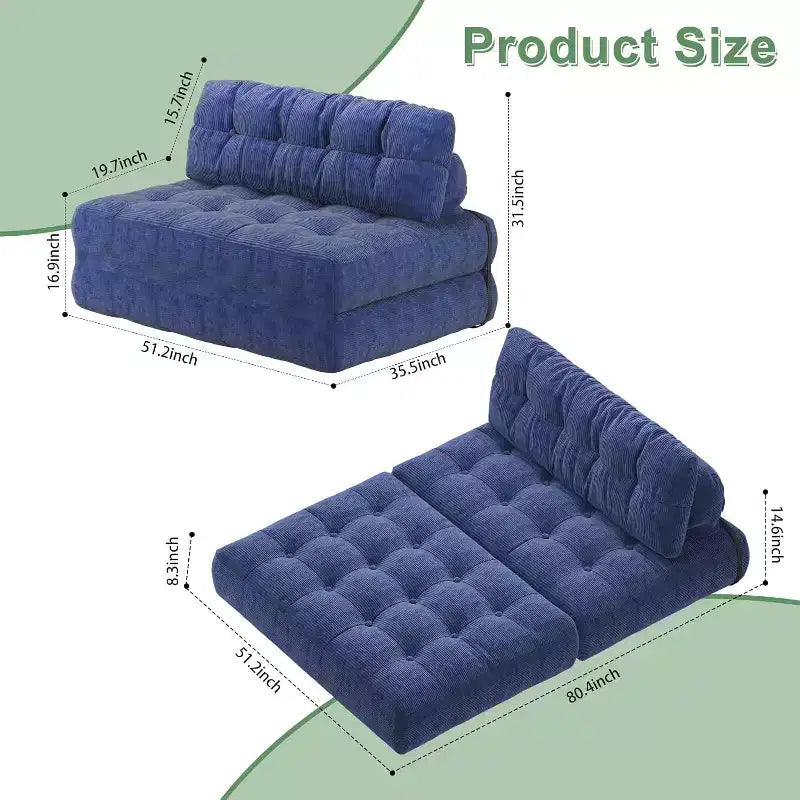 Canapé-lit pliant, Canapé-futon, Canapé-futon convertible en fauteuil-lit, Oreiller matelas pliable soutien dorsal, Canapé-lit portable, Grand format