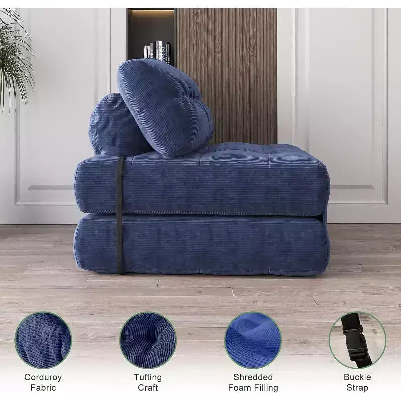 Canapé-lit pliant, Canapé-futon, Canapé-futon convertible en fauteuil-lit, Oreiller matelas pliable soutien dorsal, Canapé-lit portable, Grand format