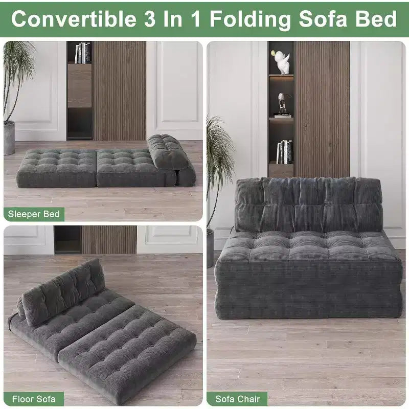 Canapé-lit pliant, Canapé-futon, Canapé-futon convertible en fauteuil-lit, Oreiller matelas pliable soutien dorsal, Canapé-lit portable, Grand format