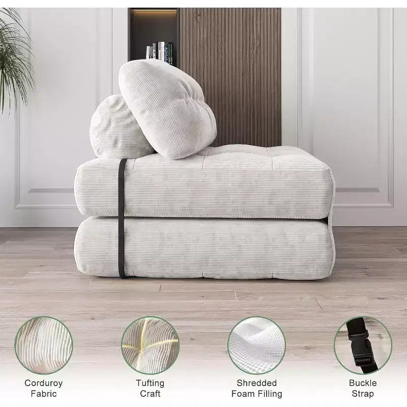 Canapé-lit pliant, Canapé-futon, Canapé-futon convertible en fauteuil-lit, Oreiller matelas pliable soutien dorsal, Canapé-lit portable, Grand format