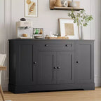 Buffet de rangement avec tiroir et 4 portes, bahut de rangement moderne en bois, meuble autoportant pour bar à café, salon, cuisine