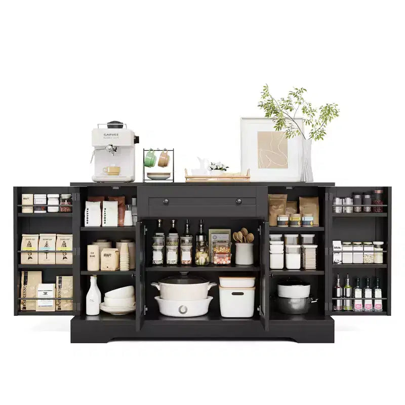 Buffet de rangement avec tiroir et 4 portes, bahut de rangement moderne en bois, meuble autoportant pour bar à café, salon, cuisine