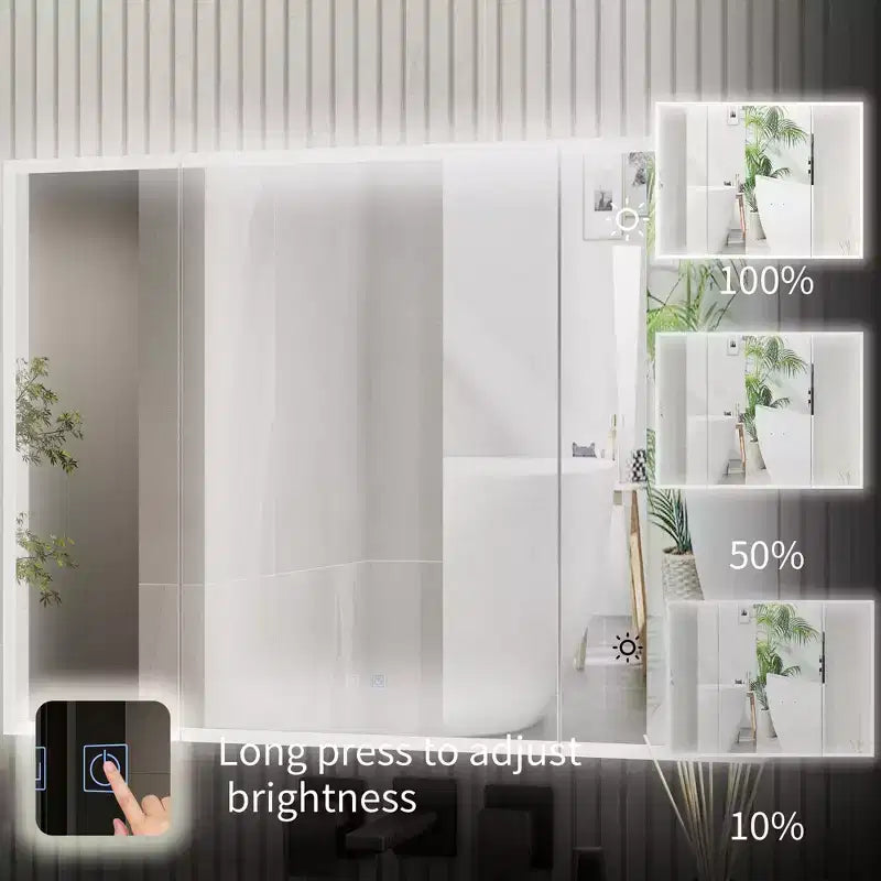 Armoire de toilette à LED Famapy : Fonction anti-buée, grand espace de rangement, éclairage réglable – Sublimez le style de votre salle de bain