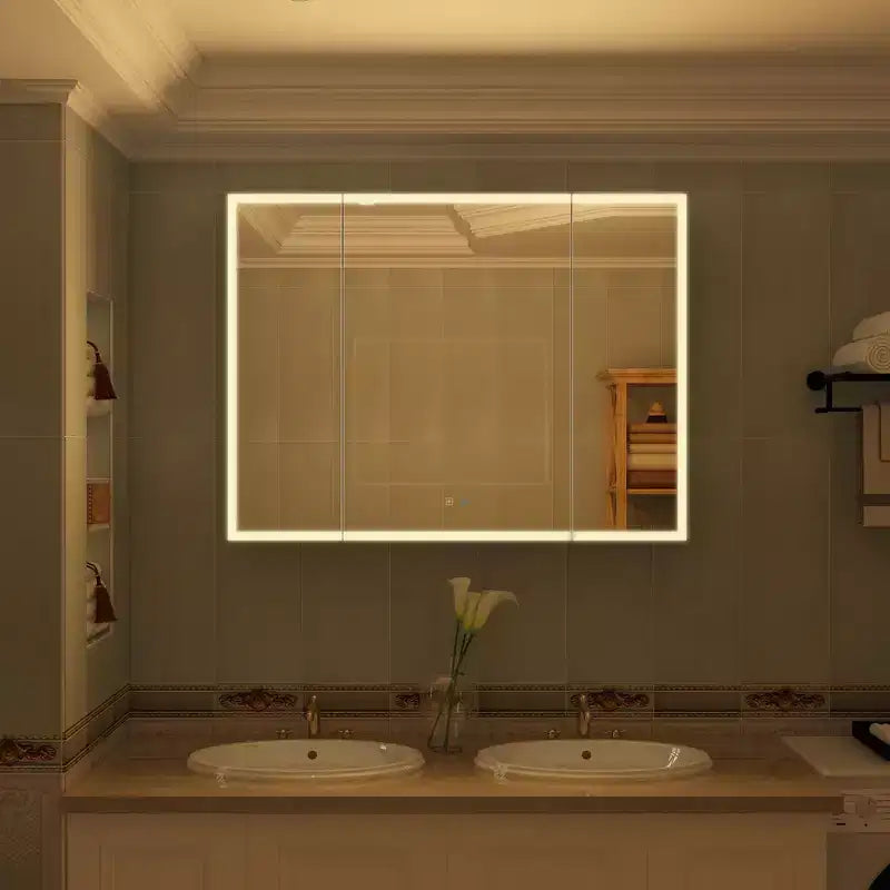Armoire de toilette à LED Famapy : Fonction anti-buée, grand espace de rangement, éclairage réglable – Sublimez le style de votre salle de bain
