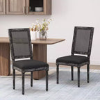 Chaises de salle à manger capitonnées Okak Vintage Style Campagne Française avec dossier en rotin, Lot de 2 chaises de cuisine rustiques patinées, Chaises de salon