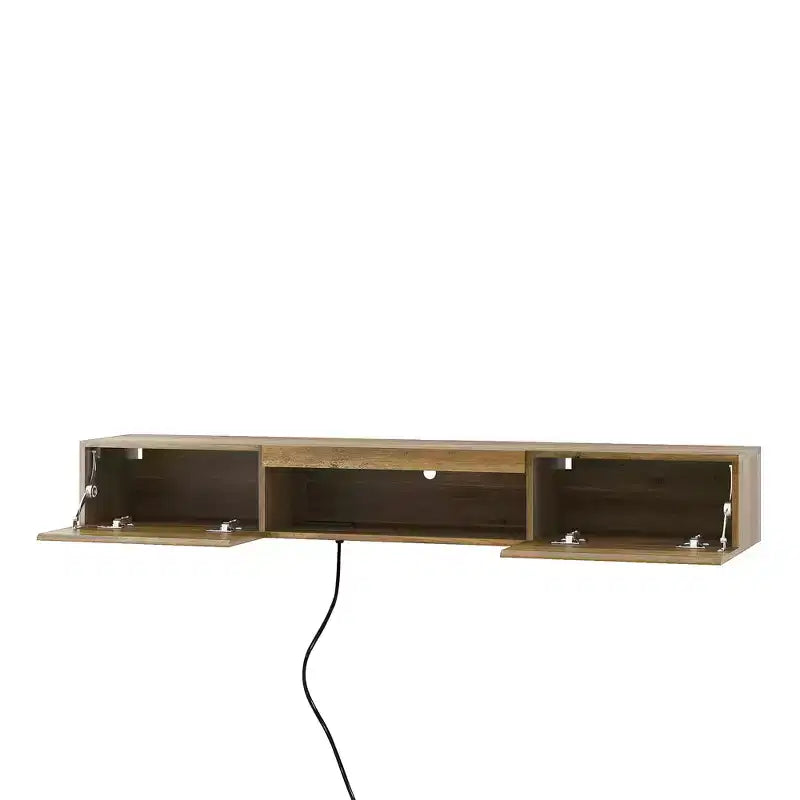 Meuble TV flottant, étagère TV murale avec 16 lumières LED et prise de courant, console murale
