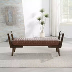 Banc rembourré en bois d'hévéa GDFStudio Indra mi-siècle moderne 52