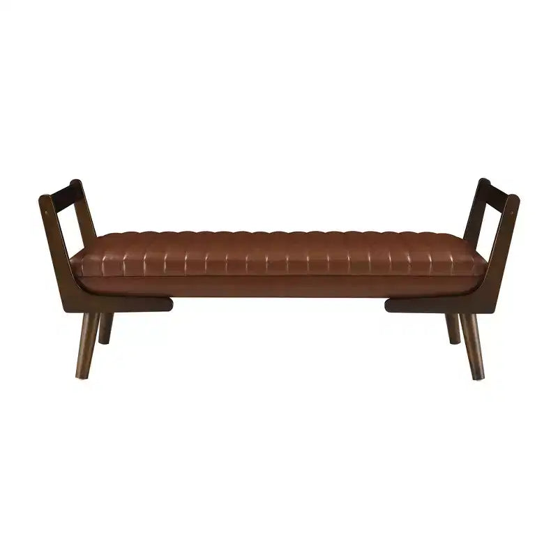 Banc rembourré en bois d'hévéa GDFStudio Indra mi-siècle moderne 52