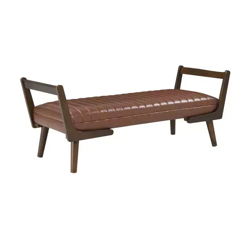 Banc rembourré en bois d'hévéa GDFStudio Indra mi-siècle moderne 52