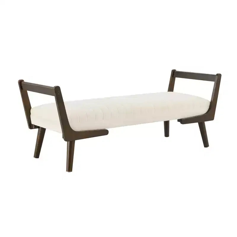 Banc rembourré en bois d'hévéa GDFStudio Indra mi-siècle moderne 52