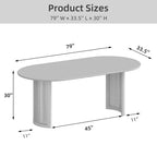 Table à manger ovale PexFix 79 pour 6 à 8 personnes avec plateau à bord incurvé et base tissée en rotin, table de cuisine moderne de style ferme pour salon et salle à manger, noir