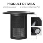 Table à manger ovale PexFix 79 pour 6 à 8 personnes avec plateau à bord incurvé et base tissée en rotin, table de cuisine moderne de style ferme pour salon et salle à manger, noir