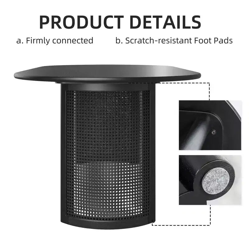 Table à manger ovale PexFix 79 pour 6 à 8 personnes avec plateau à bord incurvé et base tissée en rotin, table de cuisine moderne de style ferme pour salon et salle à manger, noir