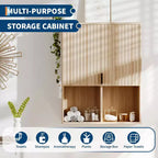 Acekool Armoire Murale de Salle de Bain Canelée 23x29, Meuble de Rangement au-dessus des Toilettes, Étagère Réglable, Charnières Silencieuses, Armoire à Pharmacie Moderne, Aspect Bois Naturel