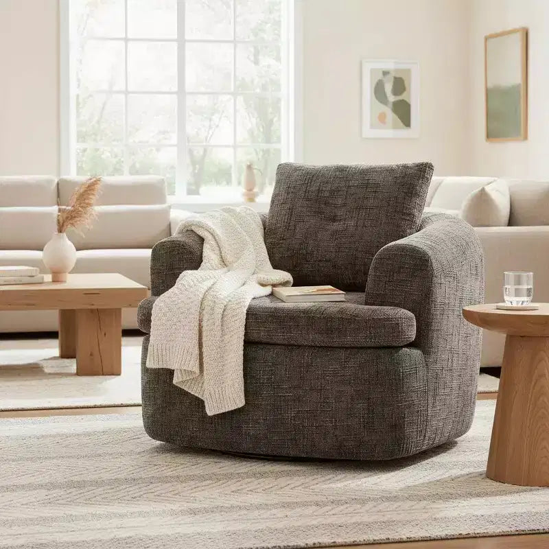 Fauteuil pivotant Merax 360° avec dossier capitonné et double coussin moelleux