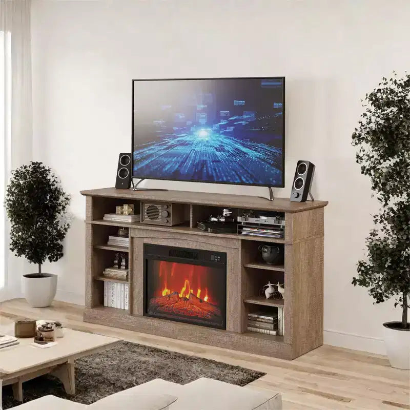 Cheminée électrique de 18 pouces avec luminosité de flamme réglable, cheminée chauffante pour salon, bureau à domicile, appartement