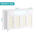 COZONY Buffet avec 2 tiroirs en rotin, Bahut de rangement de style bohème avec cadre en bois pour salon, salle à manger, couloir