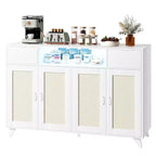 COZONY Buffet avec 2 tiroirs en rotin, Bahut de rangement de style bohème avec cadre en bois pour salon, salle à manger, couloir