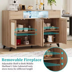 COZONY Buffet avec 2 tiroirs en rotin, Bahut de rangement de style bohème avec cadre en bois pour salon, salle à manger, couloir