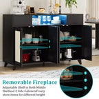 COZONY Buffet avec 2 tiroirs en rotin, Bahut de rangement de style bohème avec cadre en bois pour salon, salle à manger, couloir