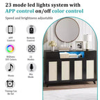 COZONY Buffet avec 2 tiroirs en rotin, Bahut de rangement de style bohème avec cadre en bois pour salon, salle à manger, couloir
