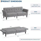 Canapé futon, canapé convertible avec dossier et accoudoirs réglables, canapé-lit futon moderne pour salon, chambre à coucher, appartement