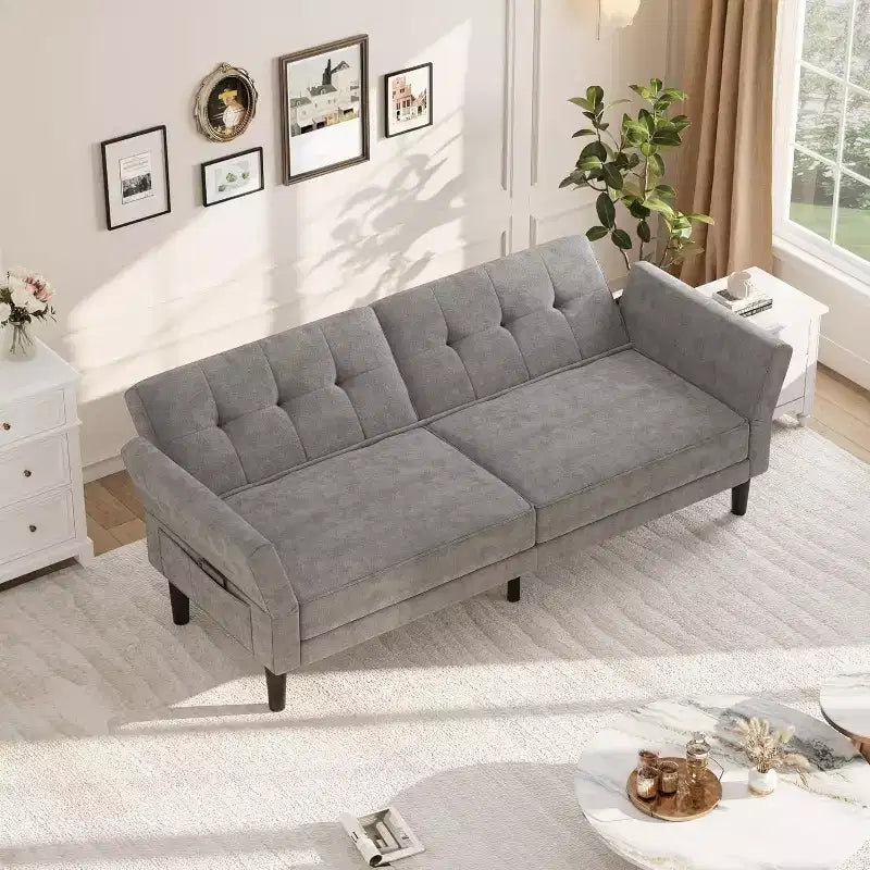 Canapé futon, canapé convertible avec dossier et accoudoirs réglables, canapé-lit futon moderne pour salon, chambre à coucher, appartement