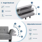 Canapé futon, canapé convertible avec dossier et accoudoirs réglables, canapé-lit futon moderne pour salon, chambre à coucher, appartement