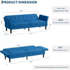 Canapé futon, canapé convertible avec dossier et accoudoirs réglables, canapé-lit futon moderne pour salon, chambre à coucher, appartement