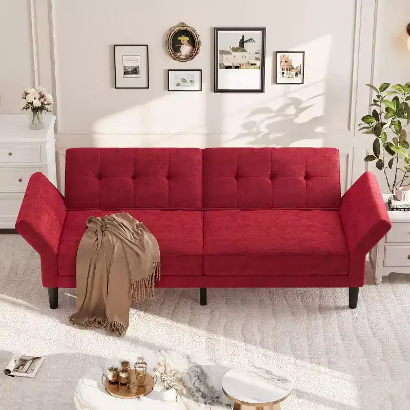 Canapé futon, canapé convertible avec dossier et accoudoirs réglables, canapé-lit futon moderne pour salon, chambre à coucher, appartement