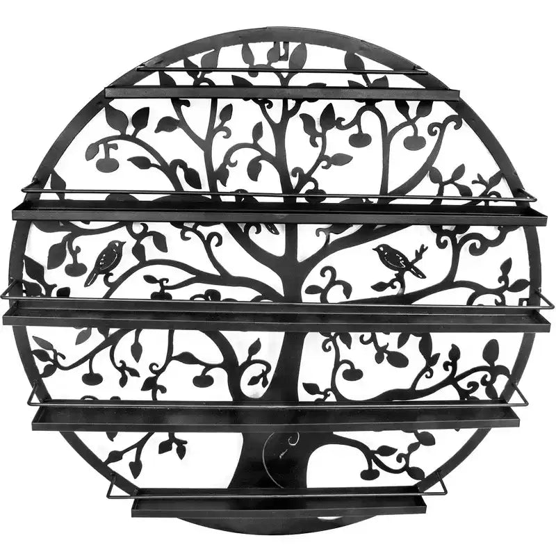 Sorbus Wall Mounted 5 Tier Nail Polish Rack Holder - Tree Silhouette Round Metal Salon Wall Art Display