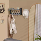 Étagère murale flottante Sorbus 40,6 cm avec 5 crochets robustes pour entrée, salle de bain, chambre, cuisine ou buanderie
