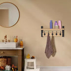 Étagère murale flottante Sorbus 40,6 cm avec 5 crochets robustes pour entrée, salle de bain, chambre, cuisine ou buanderie