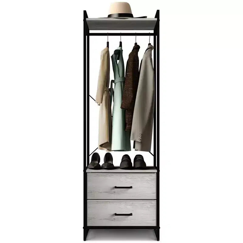 Portant à vêtements Sorbus avec tiroirs et plateau en bois