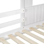 Bellemave Lit Superposé en Bois Twin-Full, Lit Mezzanine avec Aire de Jeu, Style Ferme, Échelle et Garde-corps, Blanc