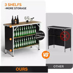 VINGLI Table de bar portable, 2 étagères, table de bar mobile pour événements, fêtes, camping, pique-niques, salons professionnels, intérieur avec jupe noire, 39 L x 34 H