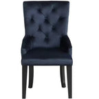 Chaise de salle à manger Parsons en velours touffeté HomeRoots, bleu foncé et noir