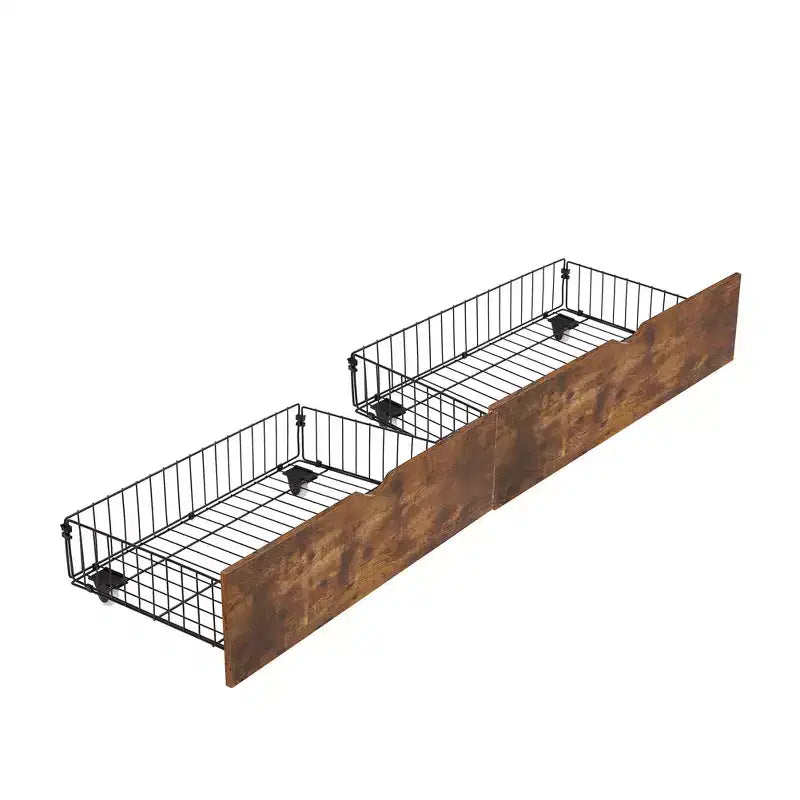 Lot de 2 rangements sous lit avec roulettes, conteneurs de rangement sous le lit pour lit King Size, cadre en métal
