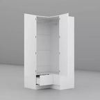 Famapy Armoire d'angle moderne avec deux tringles de suspension et tiroirs, construction robuste, solution de rangement peu encombrante pour chambre à coucher et au-delà