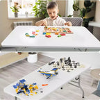 Table pliante Bonnlo 180 cm, tables longues en plastique blanc portables et pliables pour fête, camping, banquet, travaux manuels, repas, mariage, utilisation extérieure et intérieure