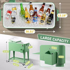 NAYSAYE Glacière Roulante de 76 Litres avec Bac de Récupération, Tablette de Rangement Inférieure pour Fêtes en Patio, Barbecue, Plage, Vert, 34.3*15.2*35.8