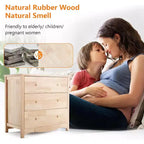 VINGLI Commode inachevée en bois massif naturel à 3 tiroirs pour chambre à coucher, commode et armoires de style ferme en bois d'hévéa
